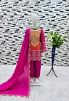 OC 186 Heavy Chinon Silk With Embroidery Work Top With Pant Dupatta Wholesale Suppliers In India
